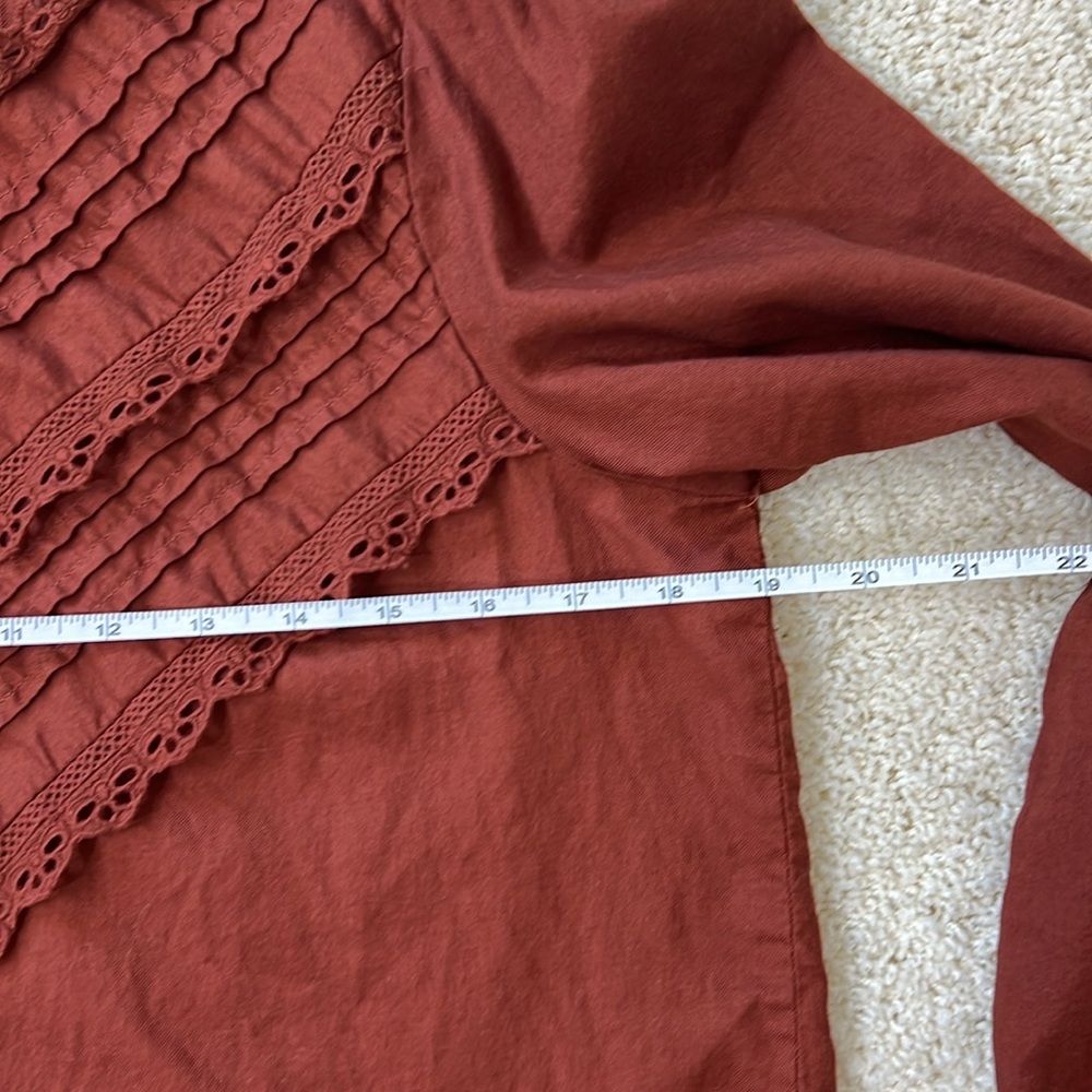 a.n.a Ruffle Long Sleeve Shirt Size Small - Picture 5 of 13